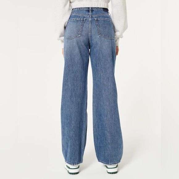 Hollister ULTRA HIGH RISE jeans pants in‎ MEDIUM WASH BAGGY JEANS size 29 8 - Picture 5 of 6